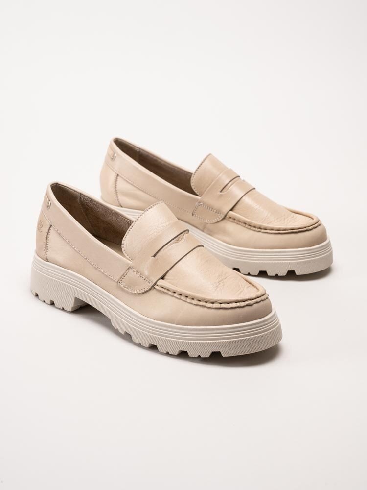 Rosa Negra - Beige pennyloafers i skinn