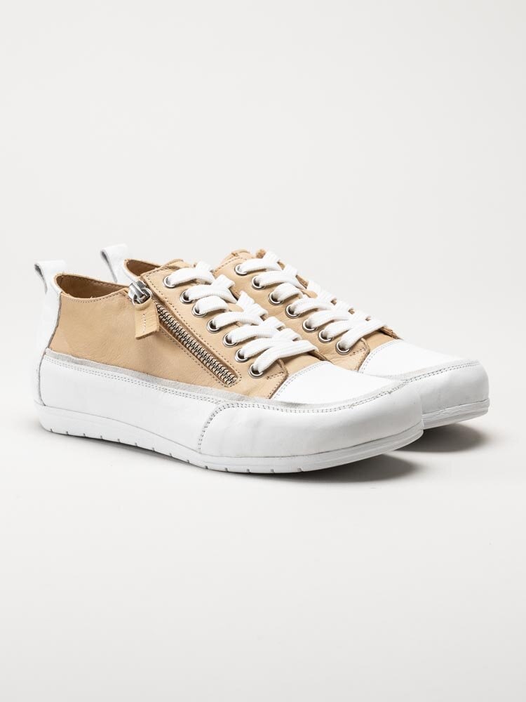 Andrea Conti - Beige sneakers i skinn