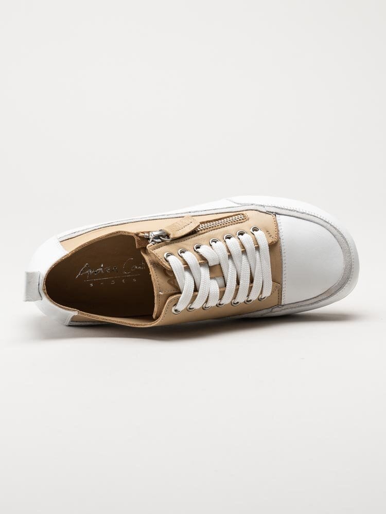 Andrea Conti - Beige sneakers i skinn