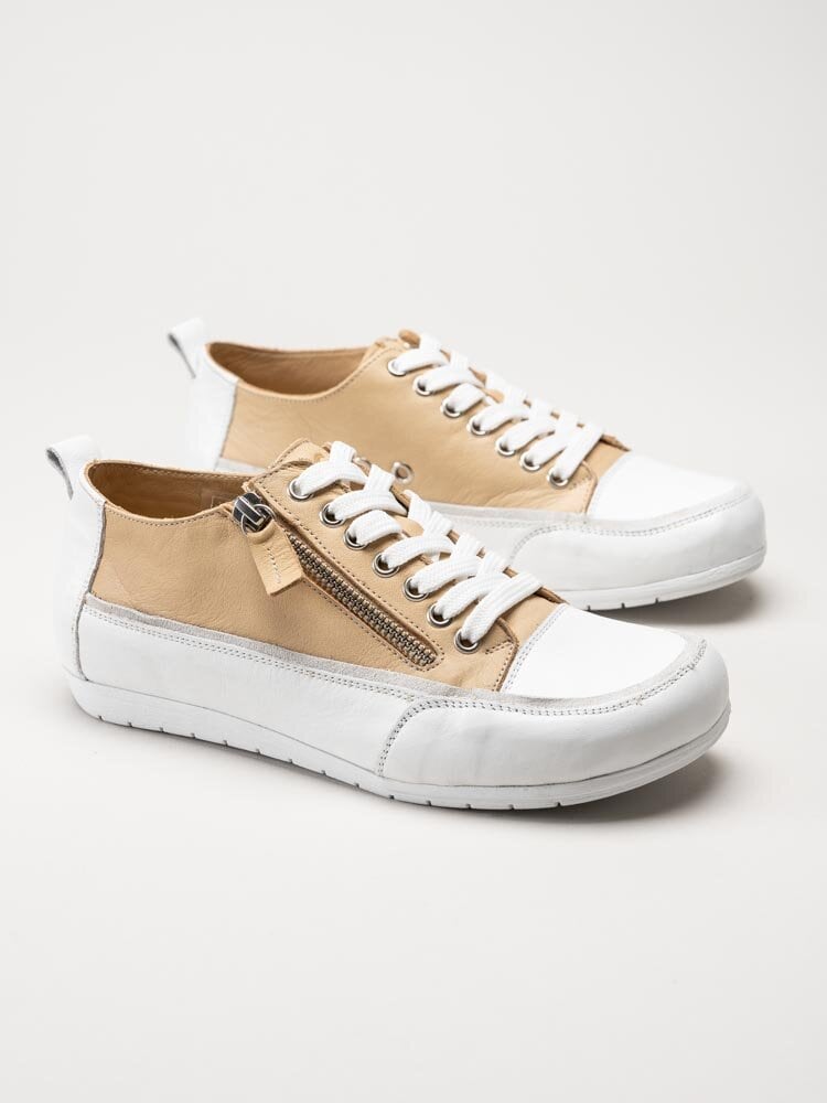 Andrea Conti - Beige sneakers i skinn