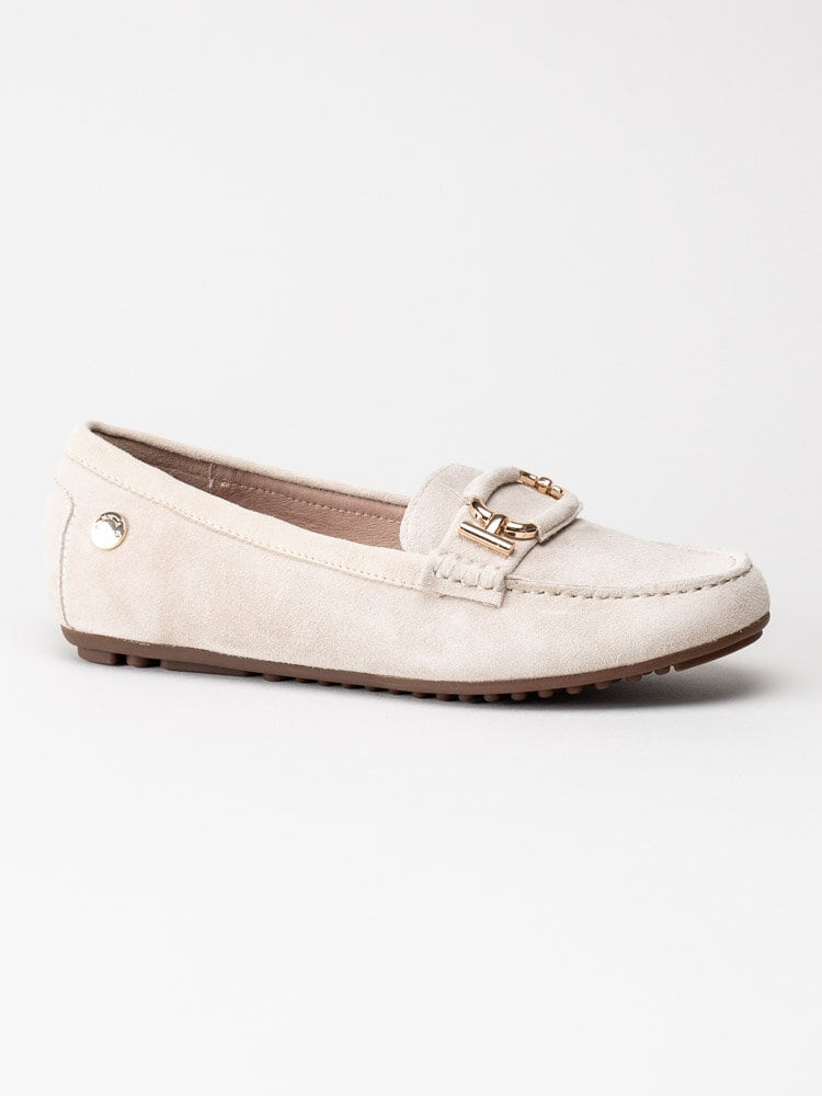 Novita - Parma - Beige loafers med guldfärgat spänne