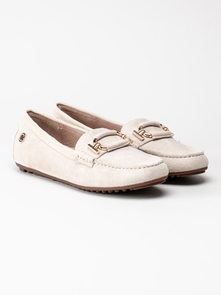 Novita - Parma - Beige loafers med guldfärgat spänne