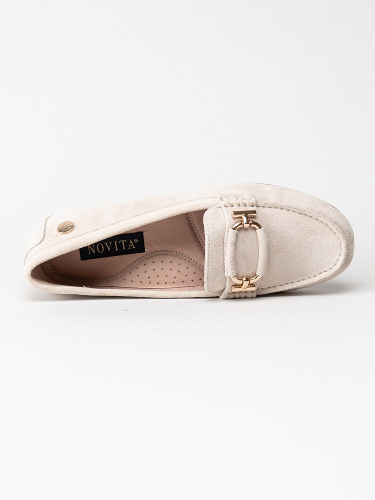 Novita - Parma - Beige loafers med guldfärgat spänne