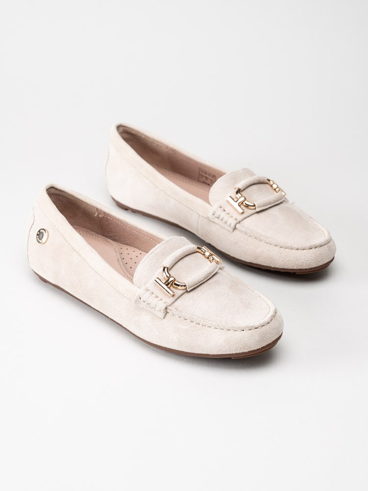 Novita - Parma - Beige loafers med guldfärgat spänne