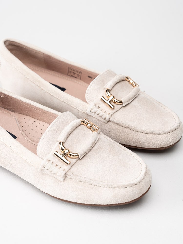 Novita - Parma - Beige loafers med guldfärgat spänne