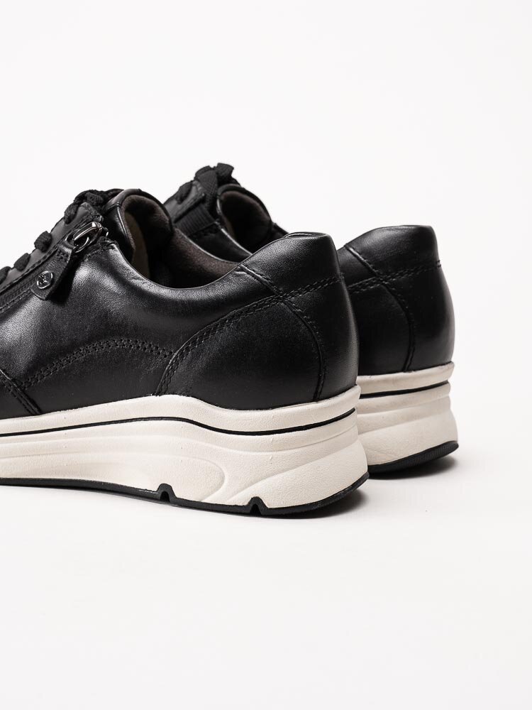 Tamaris - Svarta kilklackade sneakers i skinn