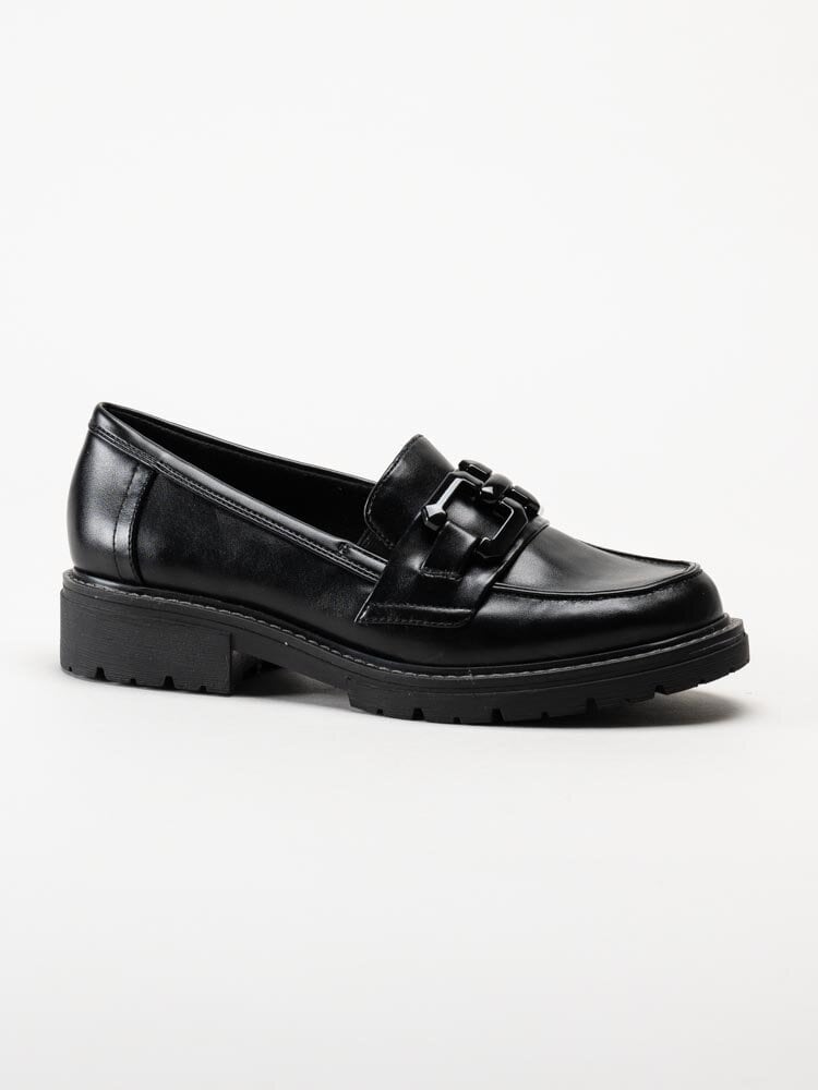 Jana - Softline - Svarta loafers i skinnimitation