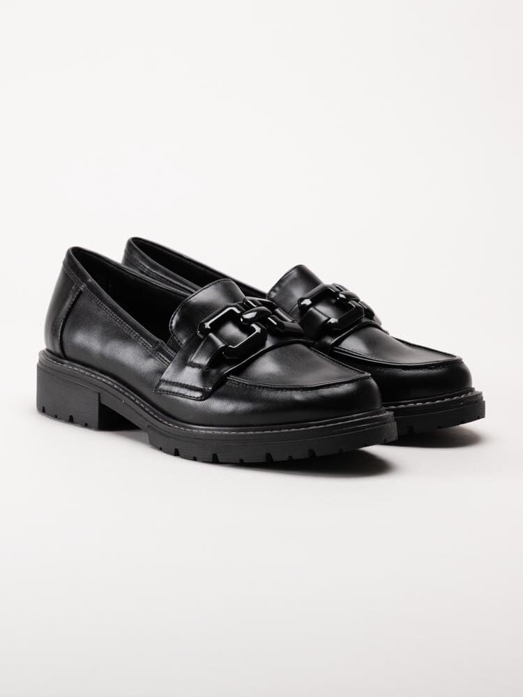 Jana - Softline - Svarta loafers i skinnimitation