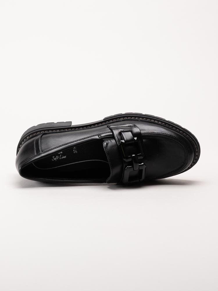 Jana - Softline - Svarta loafers i skinnimitation