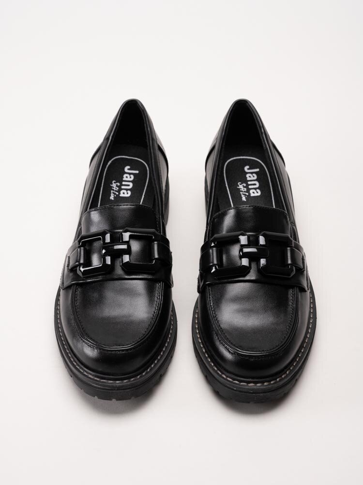 Jana - Softline - Svarta loafers i skinnimitation