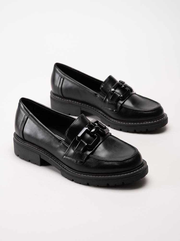 Jana - Softline - Svarta loafers i skinnimitation