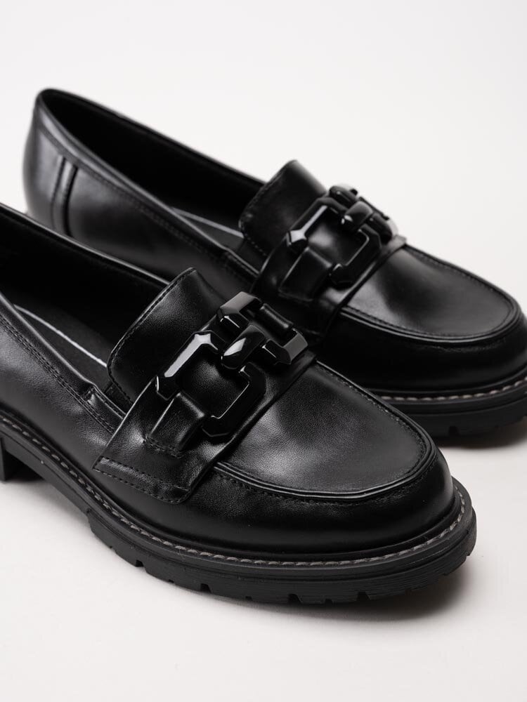 Jana - Softline - Svarta loafers i skinnimitation