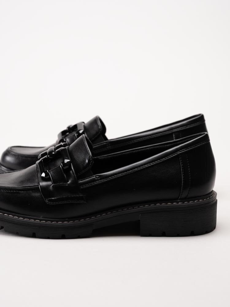 Jana - Softline - Svarta loafers i skinnimitation