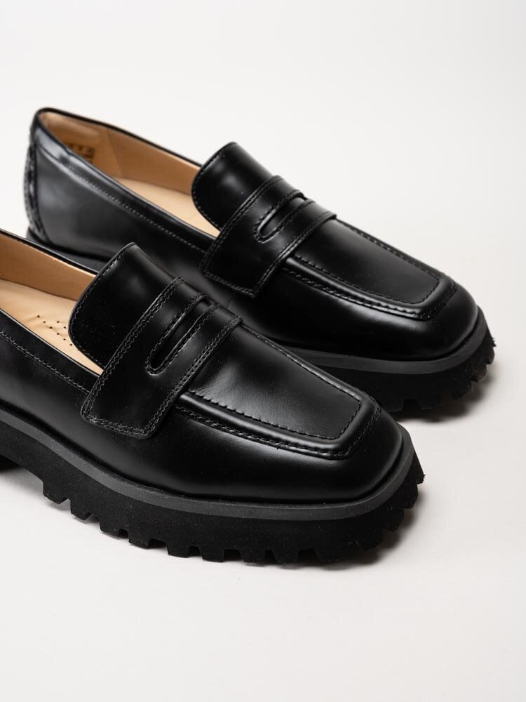 Clarks - Stayso Edge - Svarta loafers i skinn
