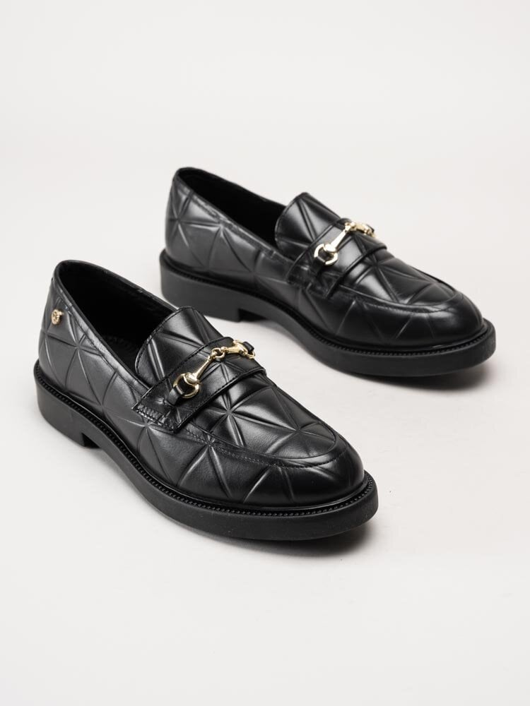 Copenhagen Shoes - Follow the leader - Svarta loafers i quiltad skinn