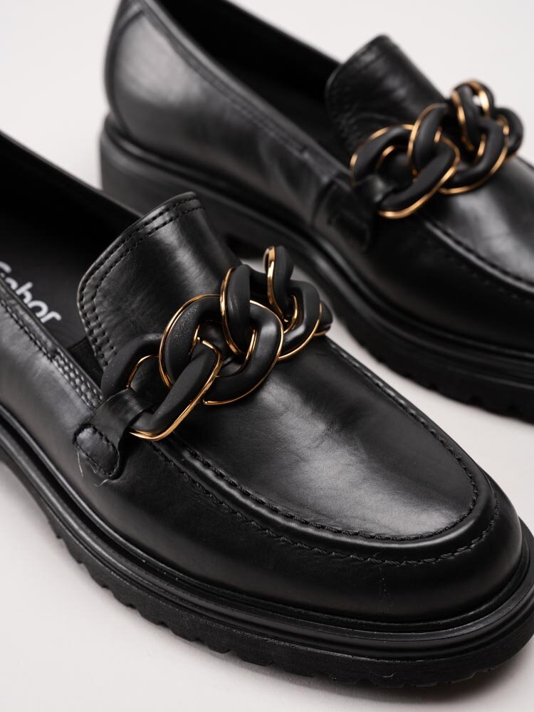 Gabor - Svarta loafers i skinn