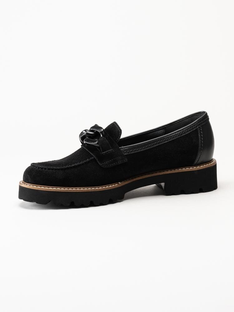 Gabor - Rollingsoft - Svarta loafers i mocka