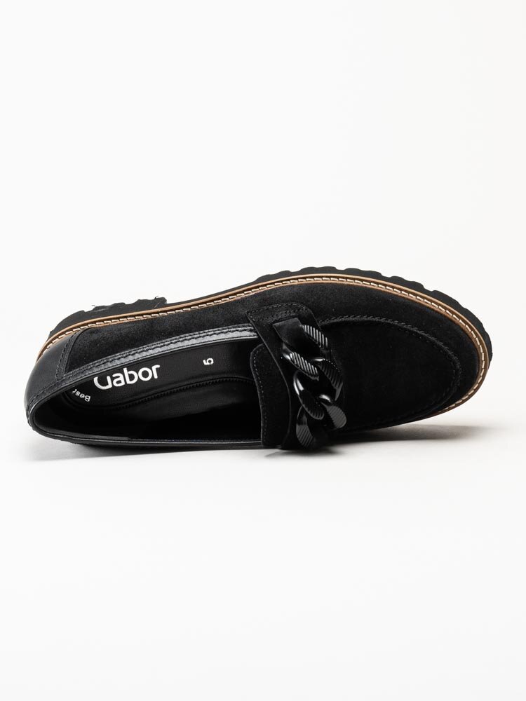 Gabor - Rollingsoft - Svarta loafers i mocka