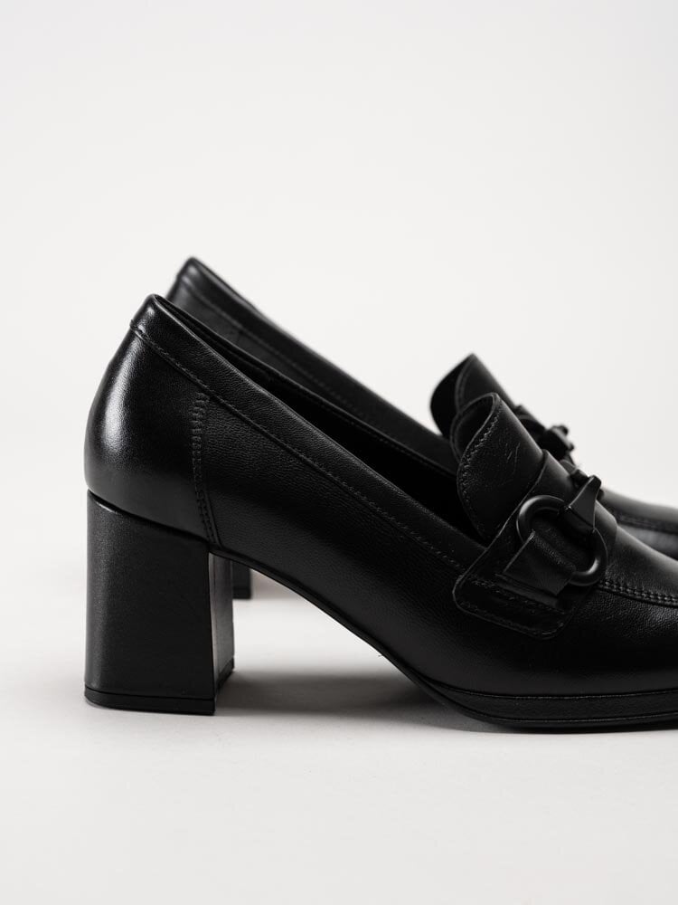 Gabor - Svarta högklackade loafers i skinn