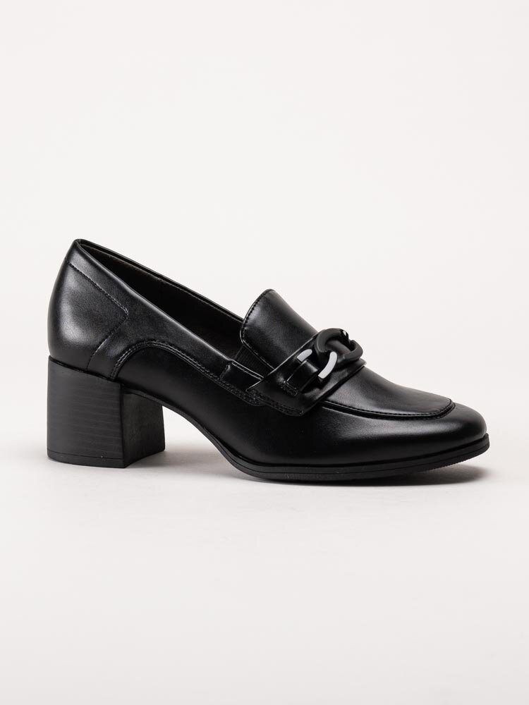 Jana - Softline - Svarta högklackade loafers