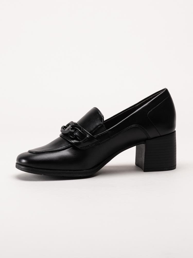 Jana - Softline - Svarta högklackade loafers