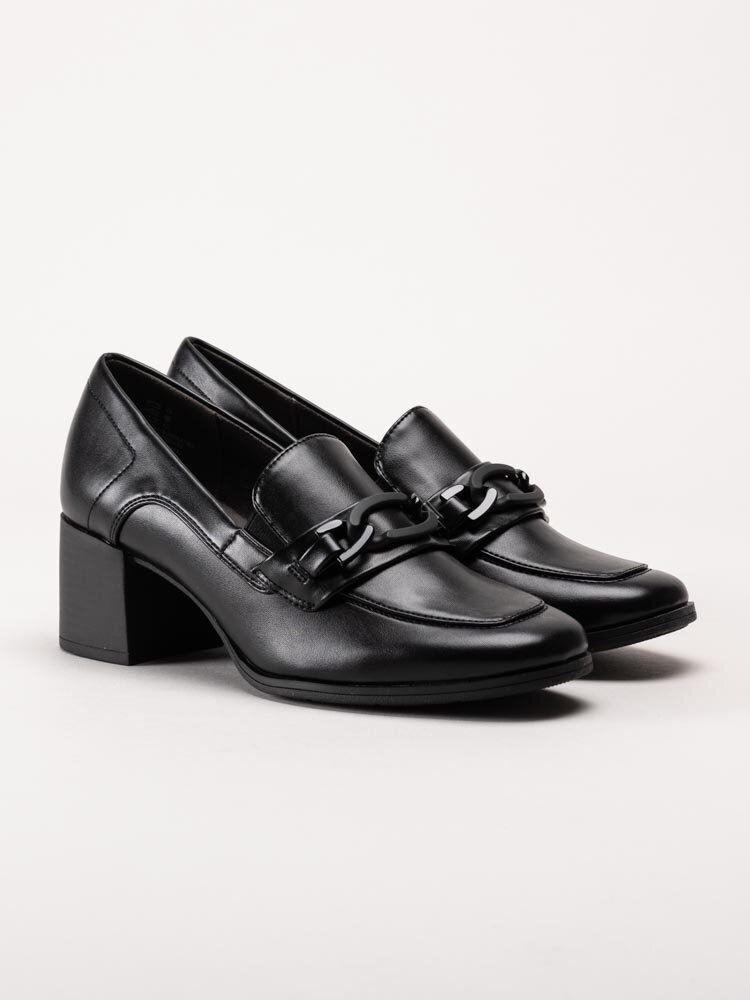 Jana - Softline - Svarta högklackade loafers