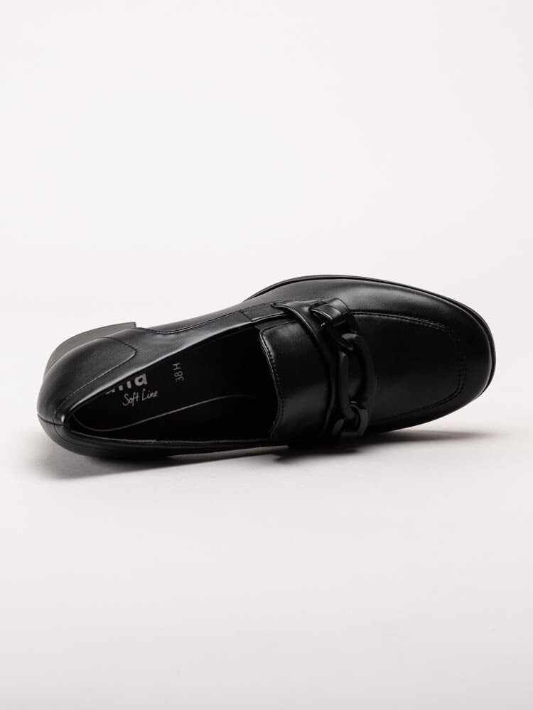 Jana - Softline - Svarta högklackade loafers