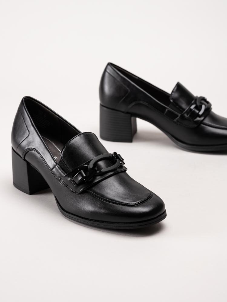 Jana - Softline - Svarta högklackade loafers