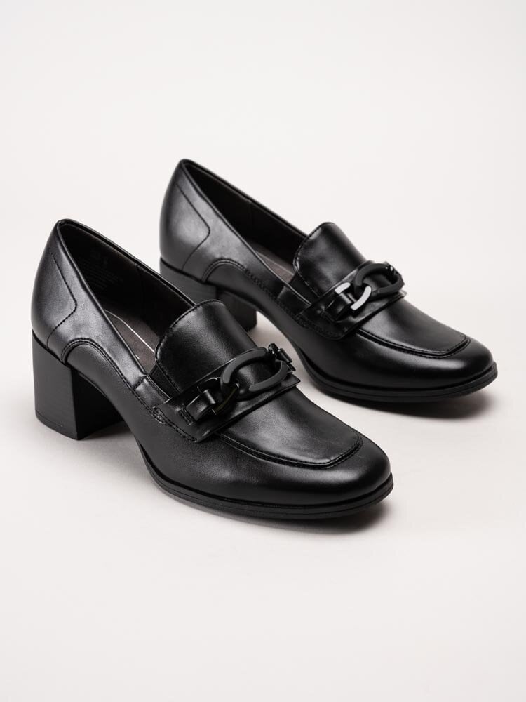 Jana - Softline - Svarta högklackade loafers