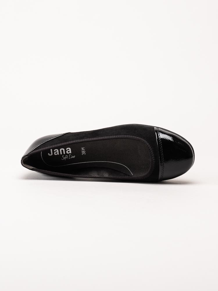 Jana - Softline - Svarta ballerinaskor med lackdetaljer