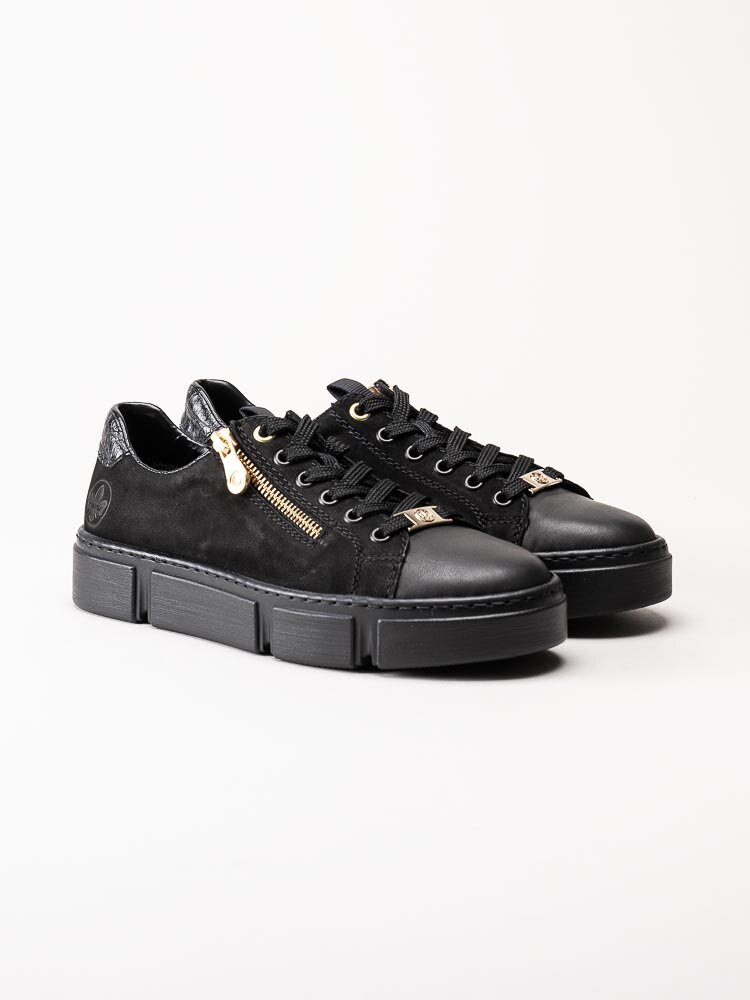 Rieker - Svarta sneakers med chunky sula