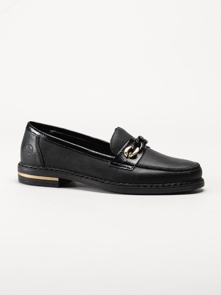 Rieker - Svarta loafers i skinn