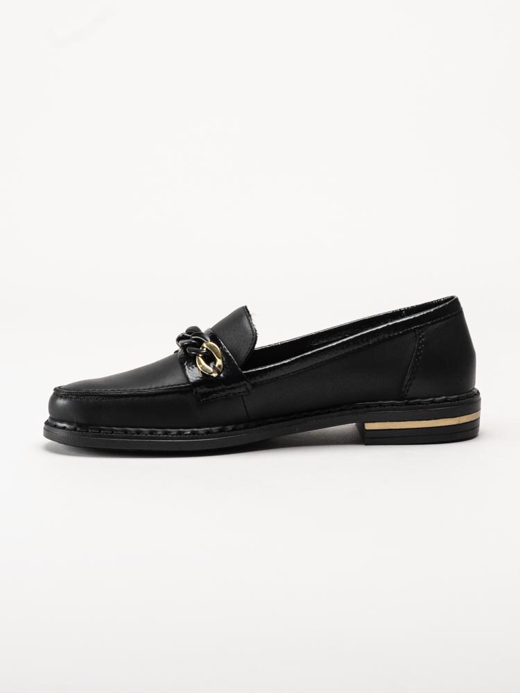 Rieker - Svarta loafers i skinn