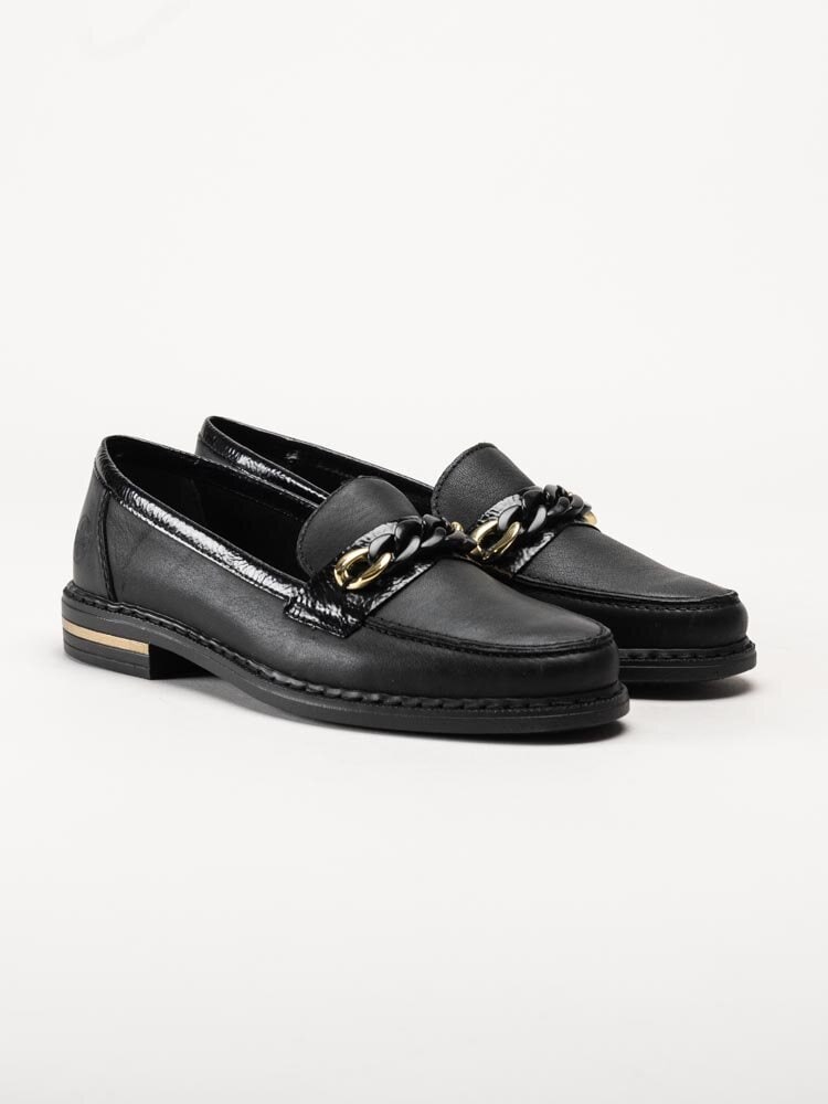Rieker - Svarta loafers i skinn
