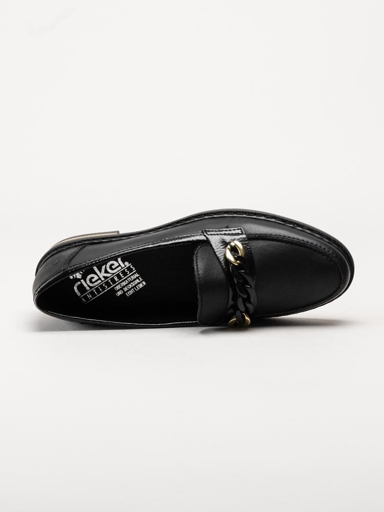 Rieker - Svarta loafers i skinn