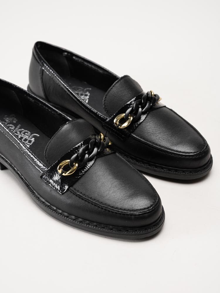 Rieker - Svarta loafers i skinn