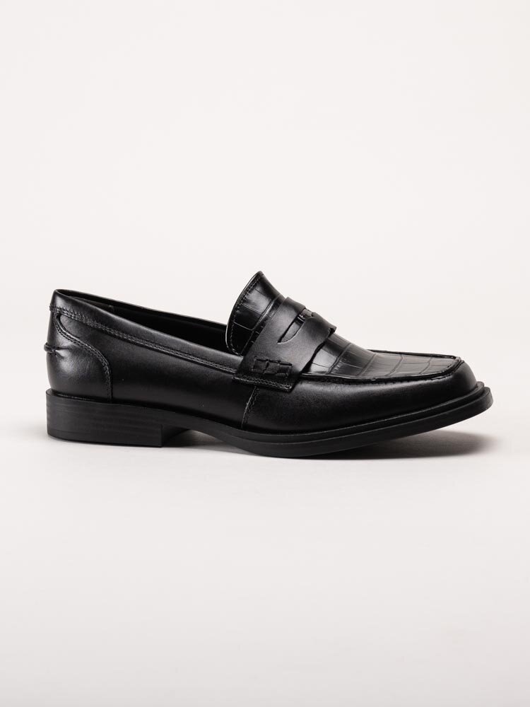 Tamaris - Svarta loafers i skinn