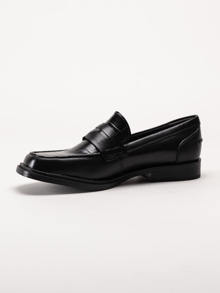 Tamaris - Svarta loafers i skinn