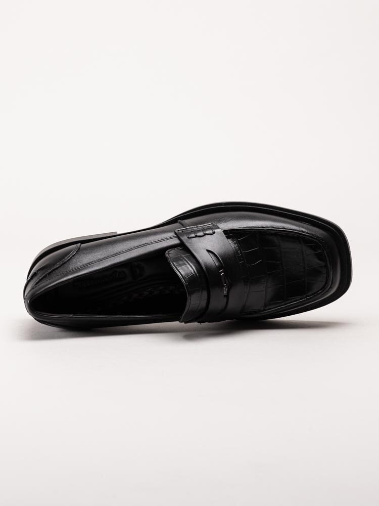 Tamaris - Svarta loafers i skinn