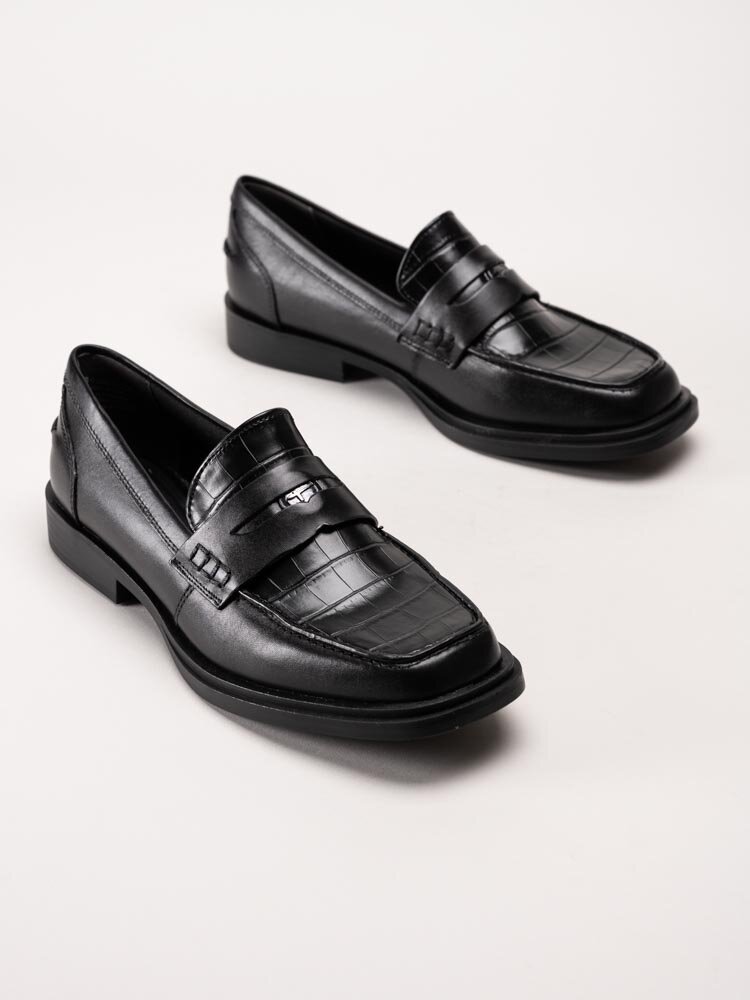 Tamaris - Svarta loafers i skinn