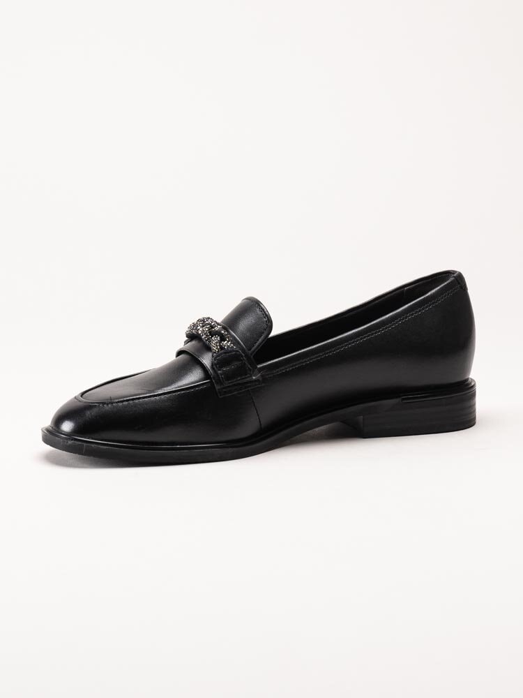 Tamaris - Svarta loafers i skinn