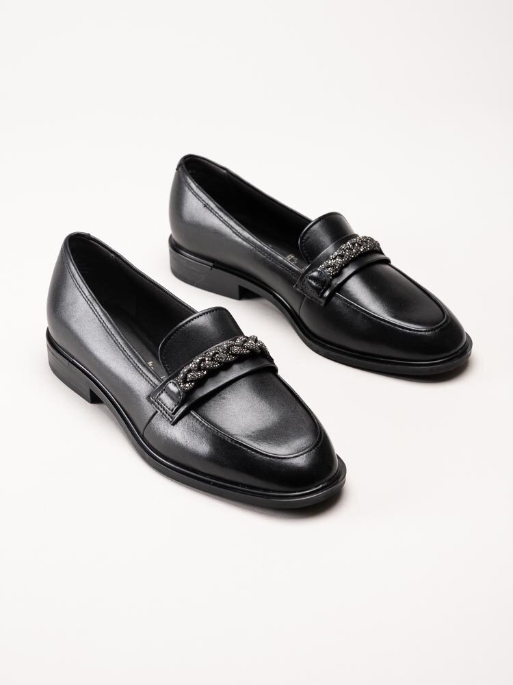 Tamaris - Svarta loafers i skinn