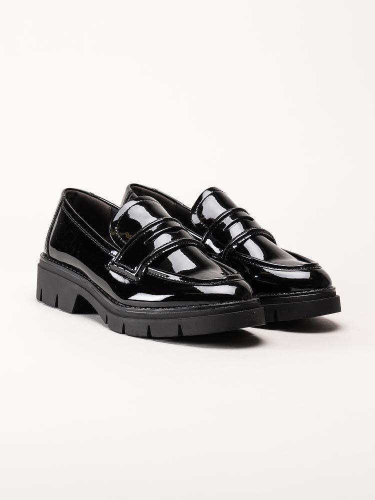 Tamaris - Svarta loafers i lack