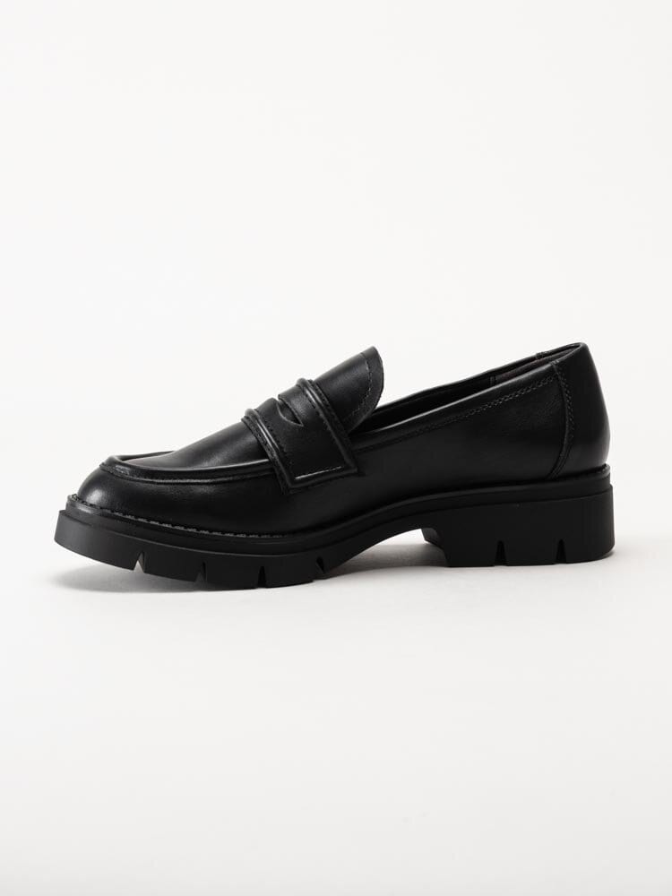 Tamaris - Svarta loafers i skinnimitation