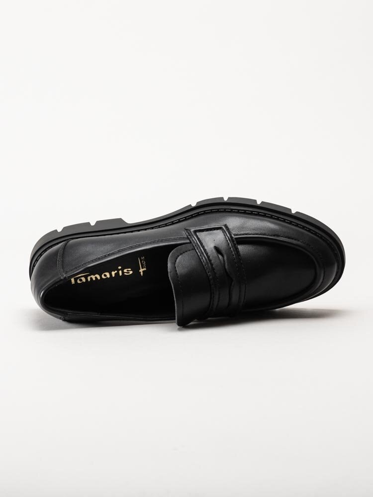 Tamaris - Svarta loafers i skinnimitation