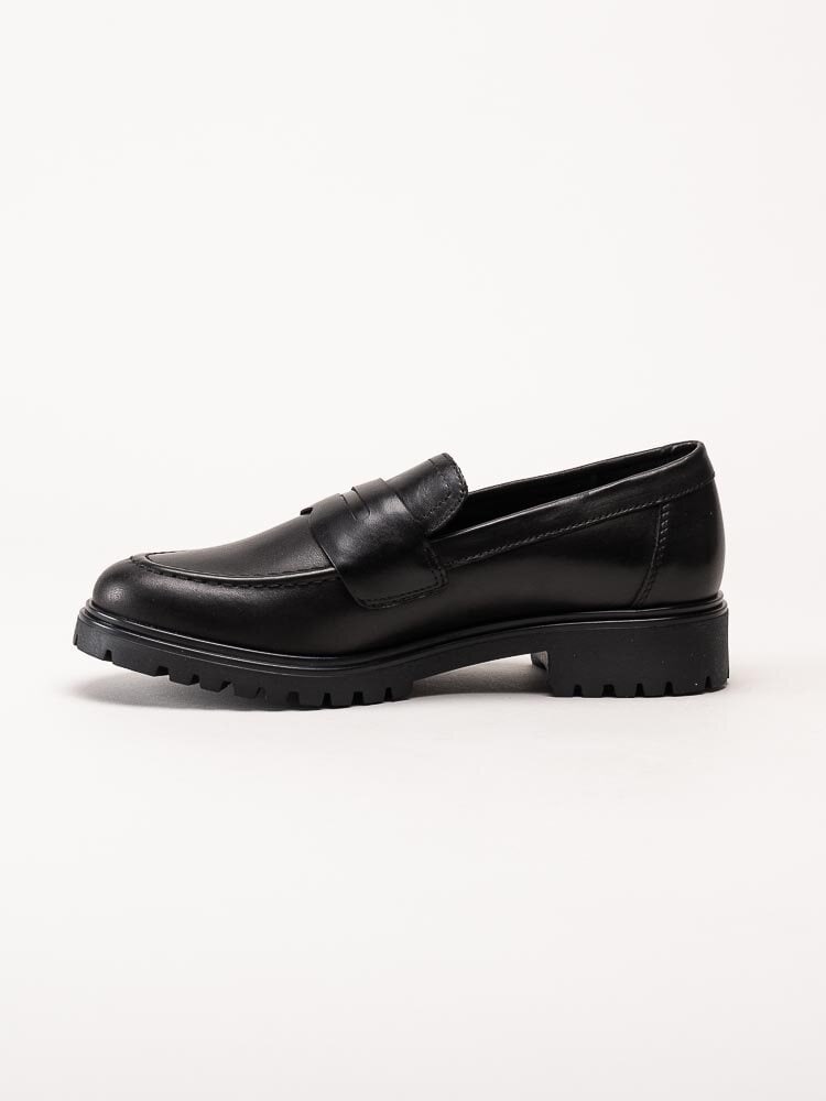 Tamaris - Svarta loafers i skinn