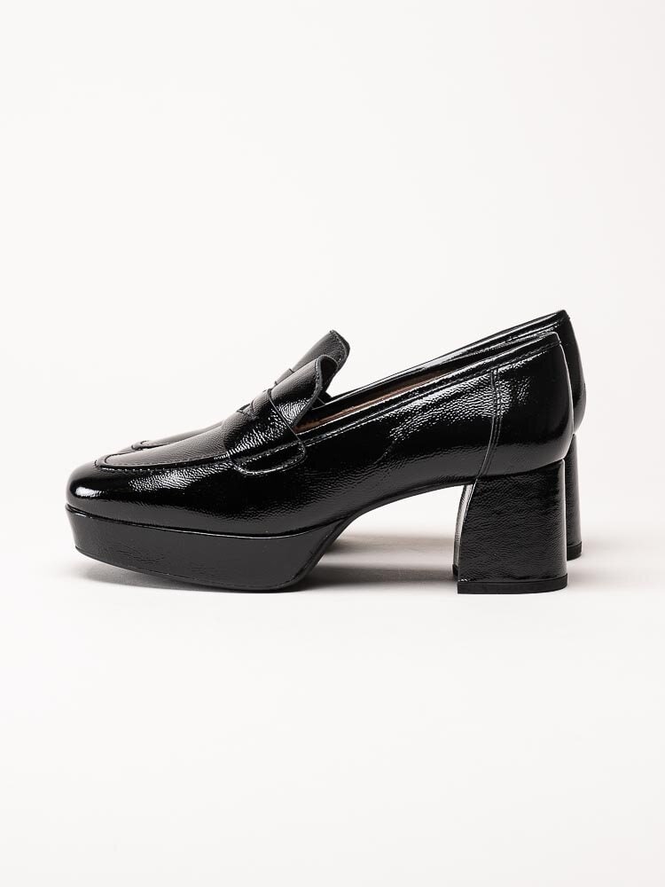 Unisa - Nico_Pcr - Svarta högklackade loafers i lackskinn