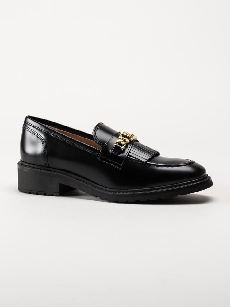 Unisa - Elma_F23_Siv - Svarta loafers i polidoskinn