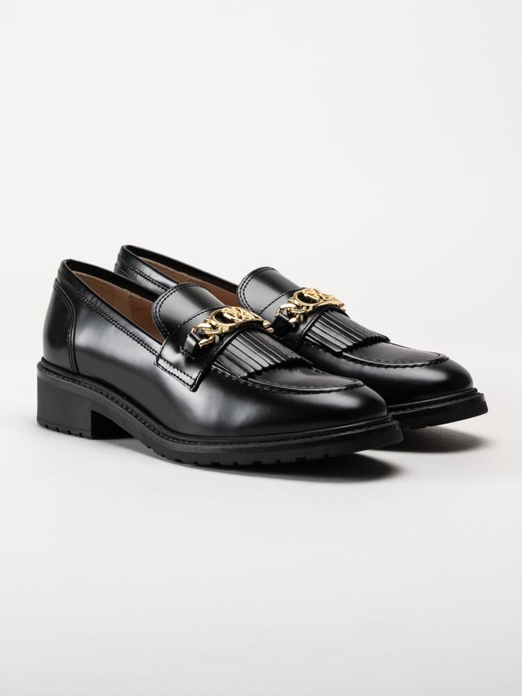 Unisa - Elma_F23_Siv - Svarta loafers i polidoskinn