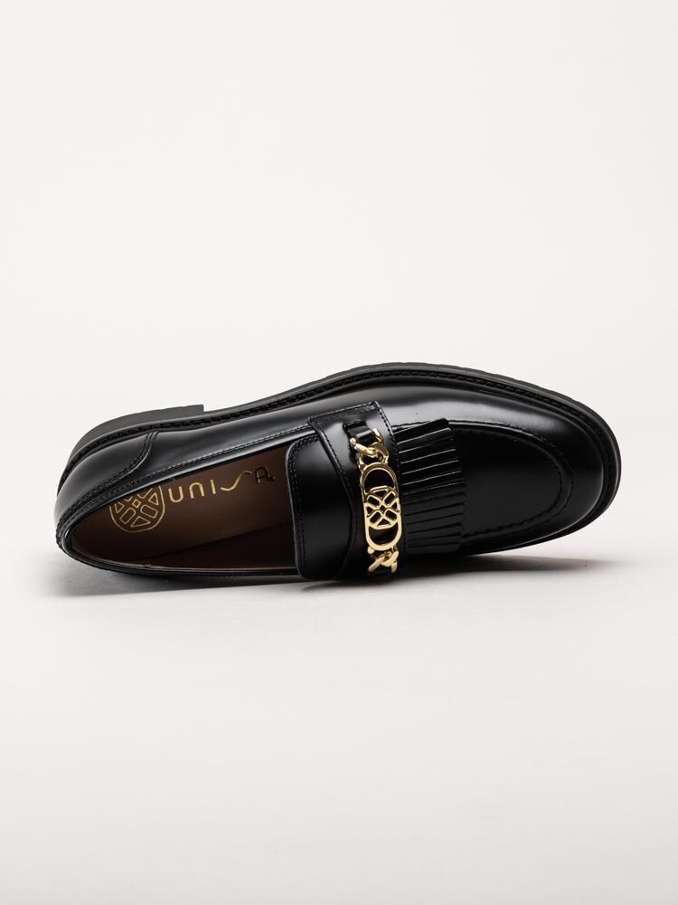 Unisa - Elma_F23_Siv - Svarta loafers i polidoskinn